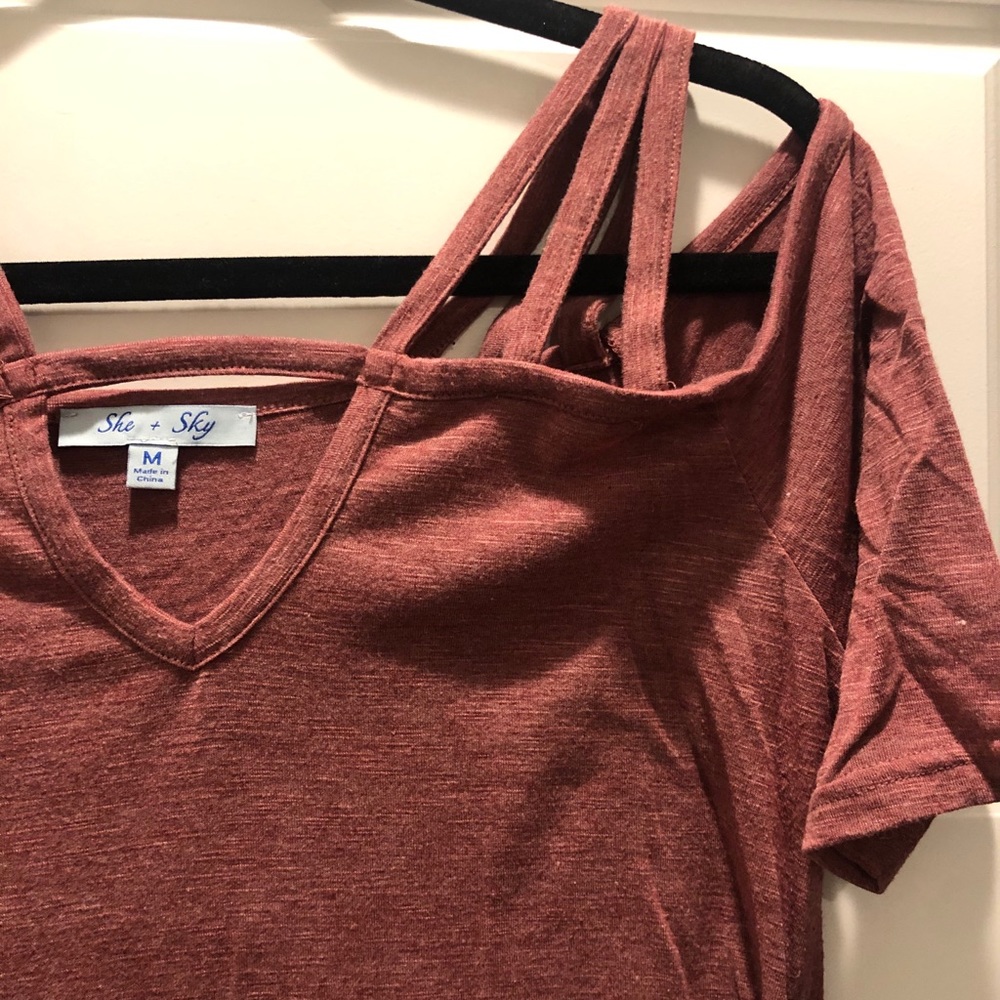 Mauve Cut-Out T-Shirt Top | Size Medium